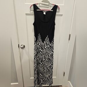 Paper Doll Black White Zebra Print Maxi Dress Women’s Size M Sleeveless